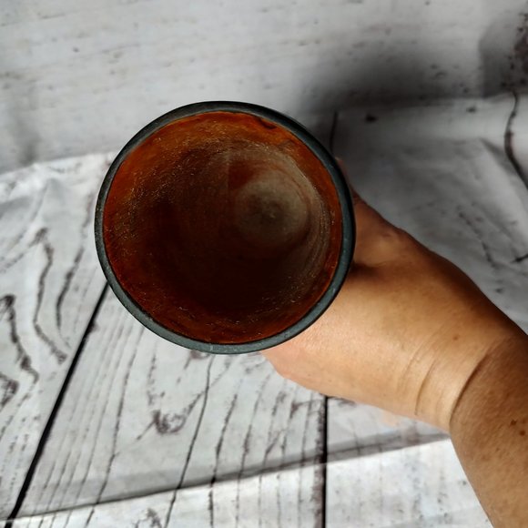 Handcarved Base Glazed Wooden Footed Featuring Beautiful Flower 8” - Picture 5 of 6